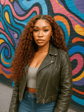 Brooklyn Hair Reddish Brown Deep Wave Glueless Wig 5x5 Swiss HD Lace Pre-Cut & Pre-Plucked Invisible Knots